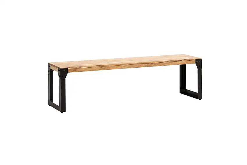 Matbänk Wohnling massivt trä industriell stil med metallben 120 cm