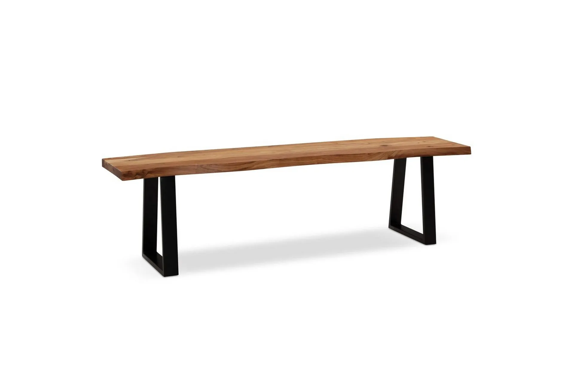 Matbänk Wohnling Massivt trä med metallben träd kant lantligt Svart, Rak, 140 cm