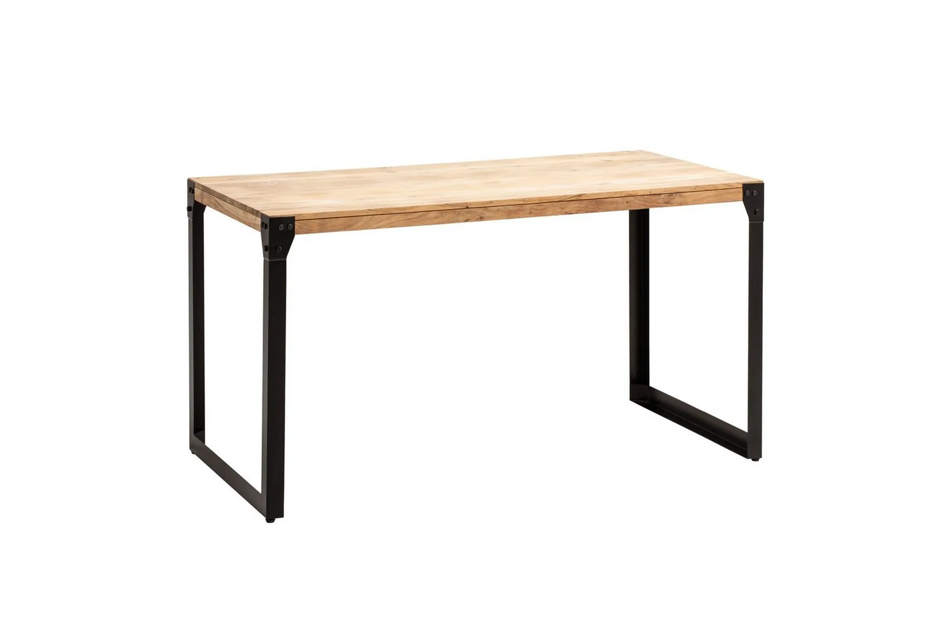 Matbord Wohnling massivt trä med raka metallben, industriell loftstil 120x60 cm