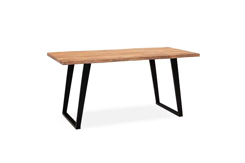 Matbord Wohnling Massivt trä med trädkanter, rektangulär, lantlig stil Svart, vinklad, 180x90 cm