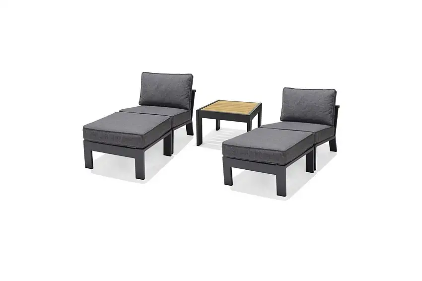 Utomhusmöbelgrupp Lifestyle Garden PALAU 2x sidostol + 2x ottoman + sidobord 60 cm