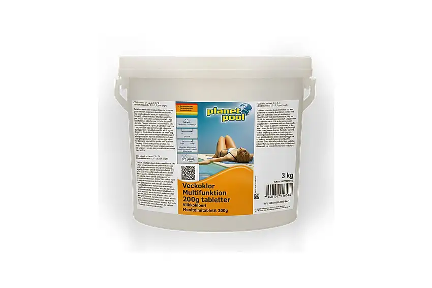 Vattenvård Planet Pool Veckoklor Multifunktion 200 g styck 3 kg