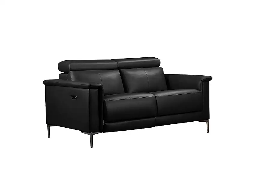 2-sitssoffa Lund Svart, Läder/PU, Elektrisk vilstol