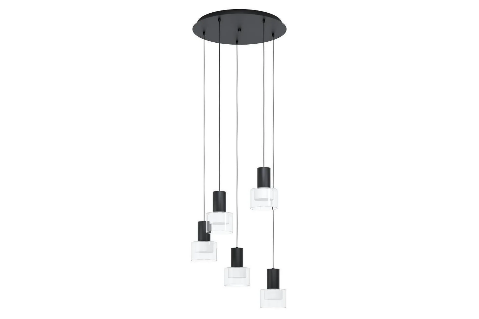 Takpendel Eglo Molineros Svart/Transparent Rondell med 5 Lampor