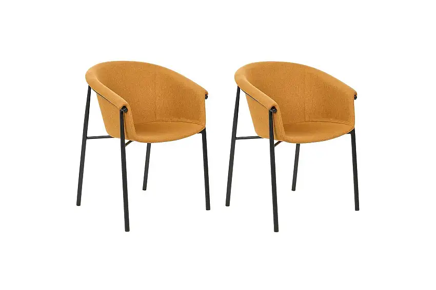Set med 2 matstolar Ames Orange, svart