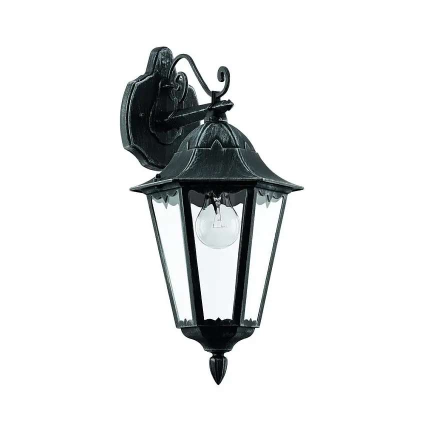 Utvändig vägglampa Navedo Nedåtriktad Svart/Silverpatina