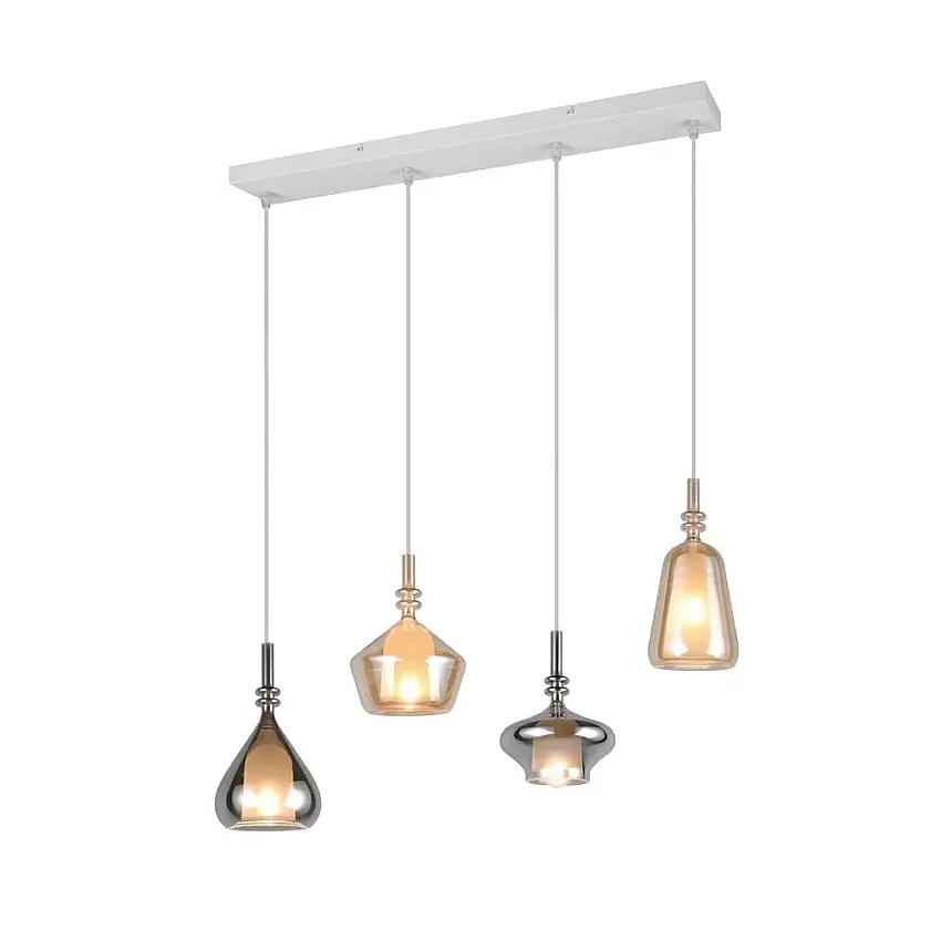 Trio Lighting Pendel TRIO Aldea 4 lampor, Bärnsten/Kromad