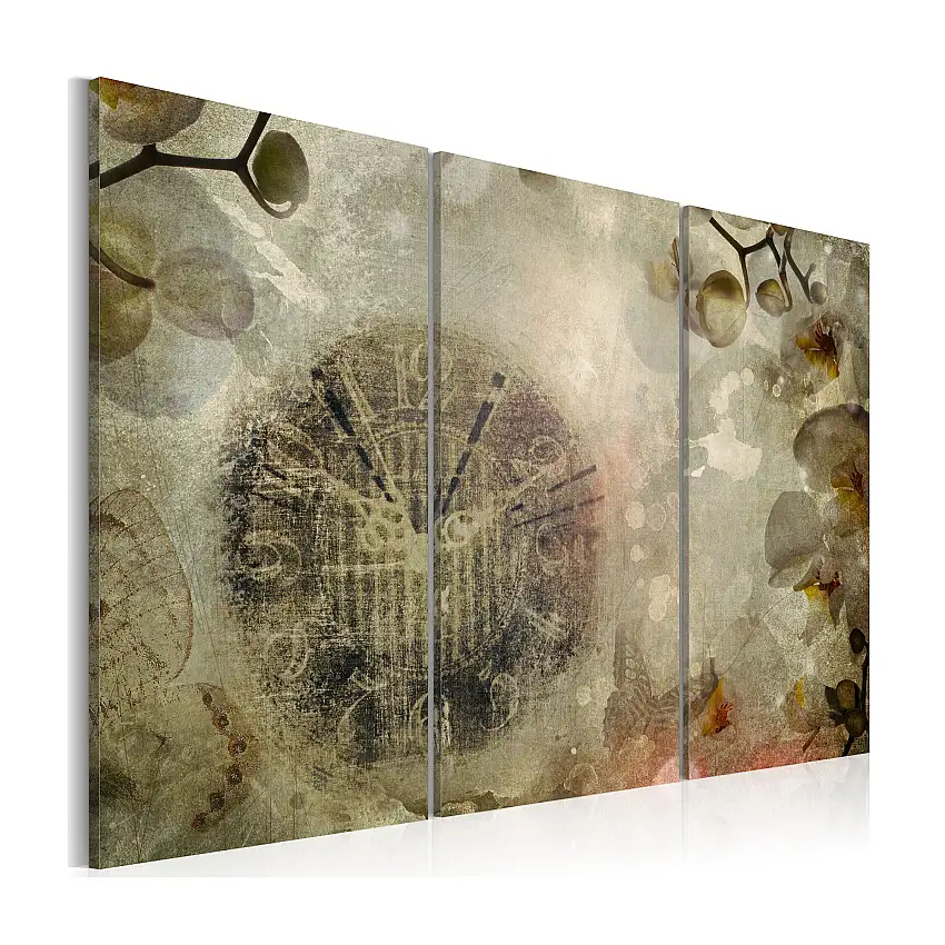 Tavla ArkiioVintage Clock And Orchid Triptych