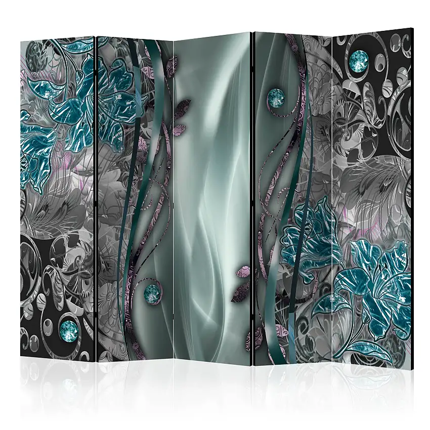 Rumsavdelare Skärmvägg ArkiioFloral Curtain Turquoise II 225x172 cm