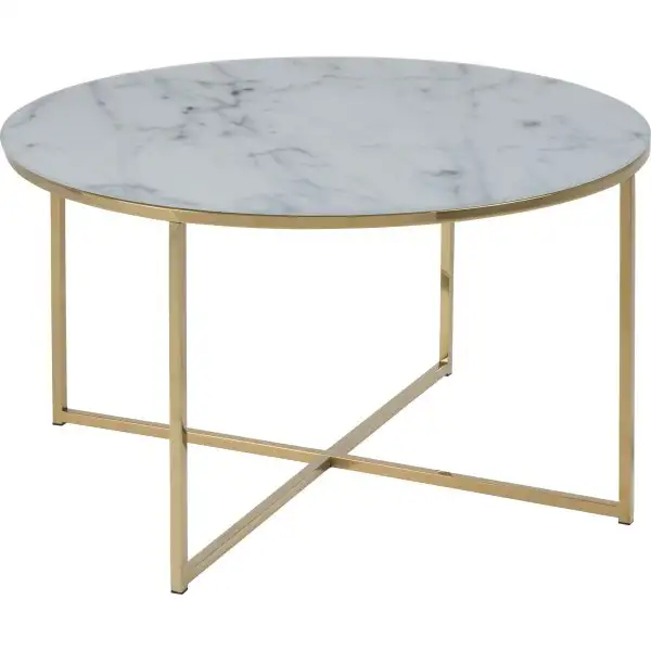 Soffbord Alisma Ø80 cm Metall/Glas Vit