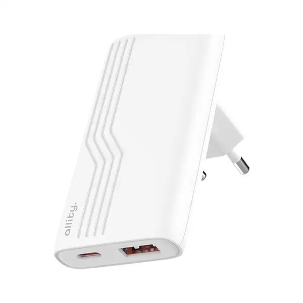 Allity Laddare, 1x USB-C, 1x USB-A, 65W - Vit