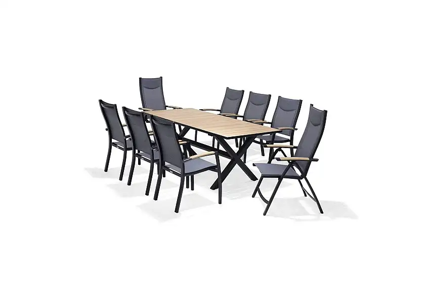 Utomhusmöbelgrupp Lifestyle Garden Panama 200 cm 6 stapelbarfotölj + 2 pos. fotölj