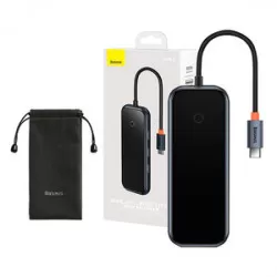 Baseus Hub 5in1 Baseus AcmeJoy-serien USB-C till 2xUSB 3.0 + USB 2.0 + USB-C PD + HDMI (mörkgrå)
