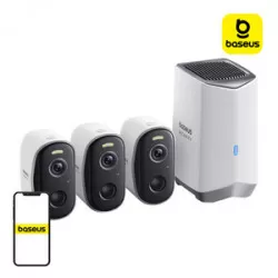 Baseus N1 Baseus 2K utomhuskamera set om 3 (vit)
