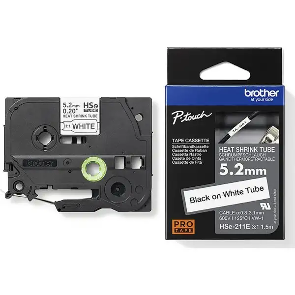 Brother HSe-211E | Krymptejp | 5,2 mm | Svart/vit