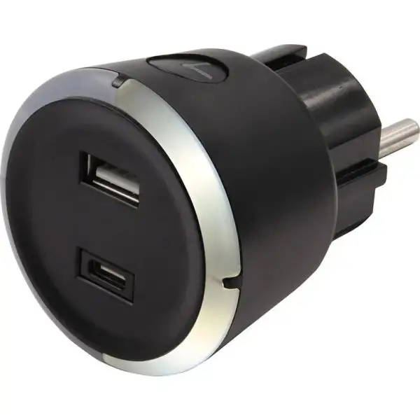 Capidi Säkerhetstimer USB A+C, svart