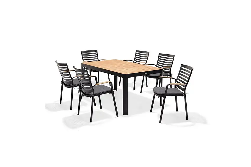Utomhusmöbelgrupp Lifestyle Garden Portals 161 cm 6 carverstolar