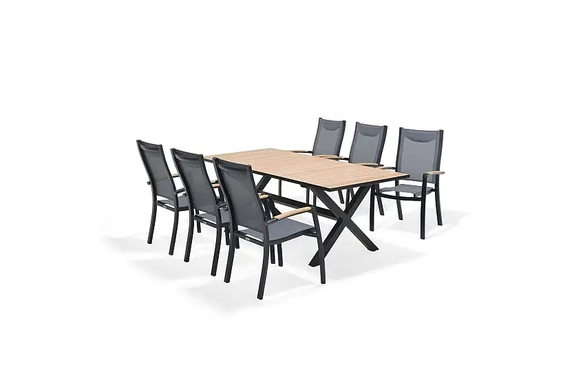 Utomhusmöbelgrupp Lifestyle Garden Panama 200 cm 6 stapelbarfotölj