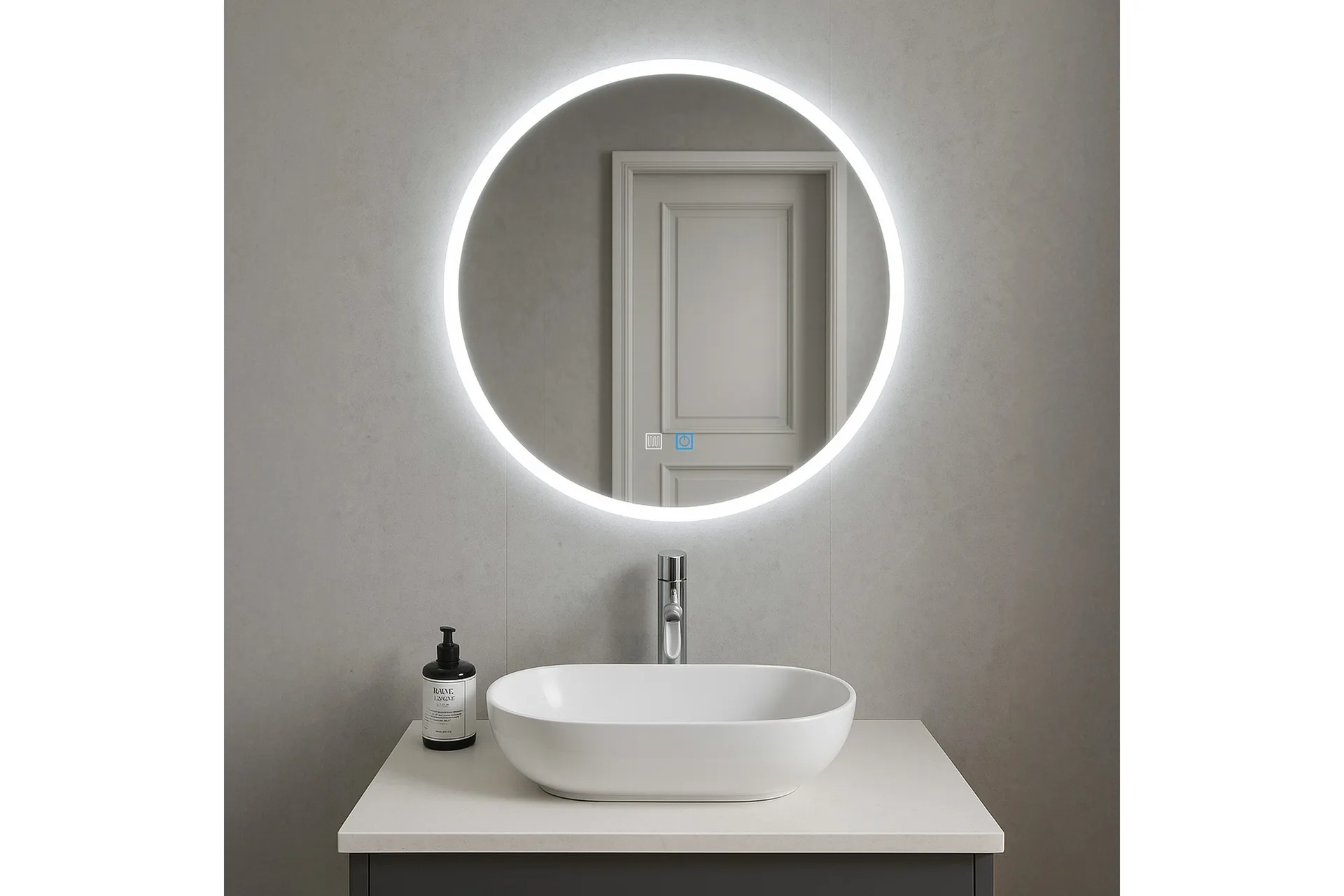 Clas Rund Badrumsspegel med LED-belysning 120 cm