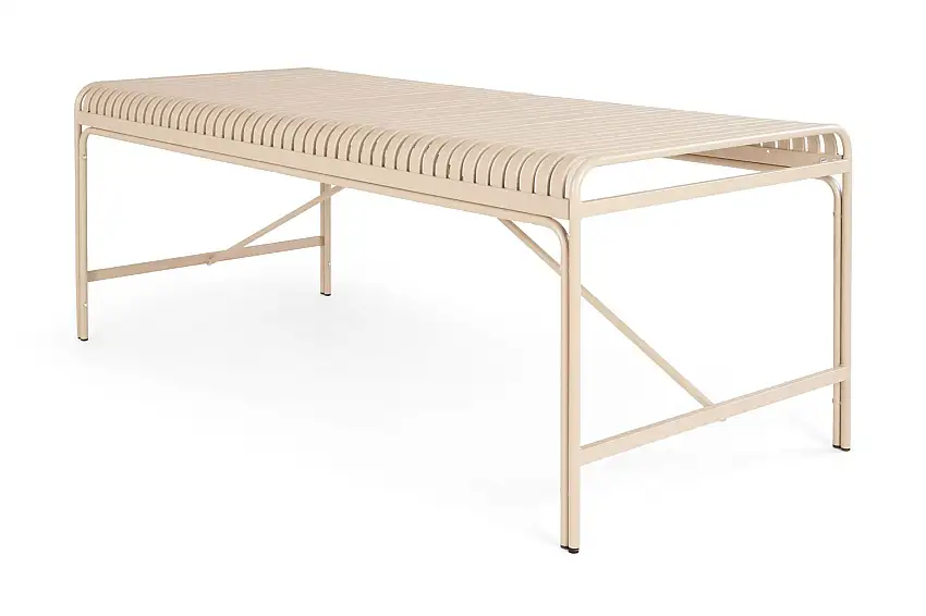 Comfort Garden Jarva Stort Rektangulärt Matbord Utomhus 200 cm i metall Beige