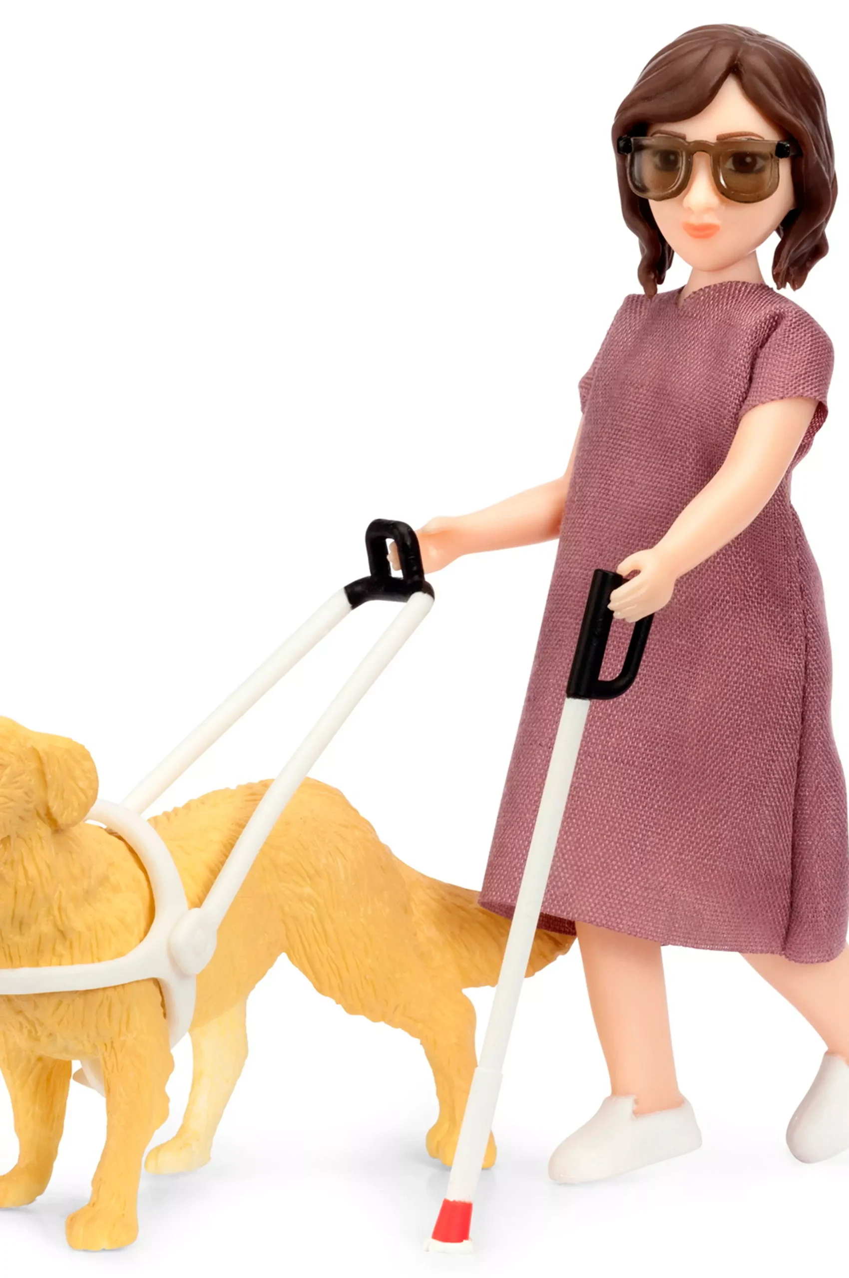 Docka med blindkäpp och hund