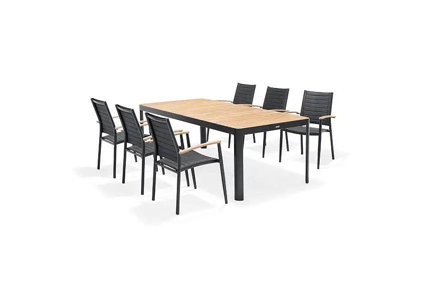 Utomhusmöbelgrupp Lifestyle Garden Portals 209 cm 6 lite carverstolar