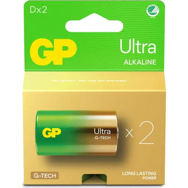 GP Ultra Alkaline D batteri | 13AU/LR20 | 2-pack