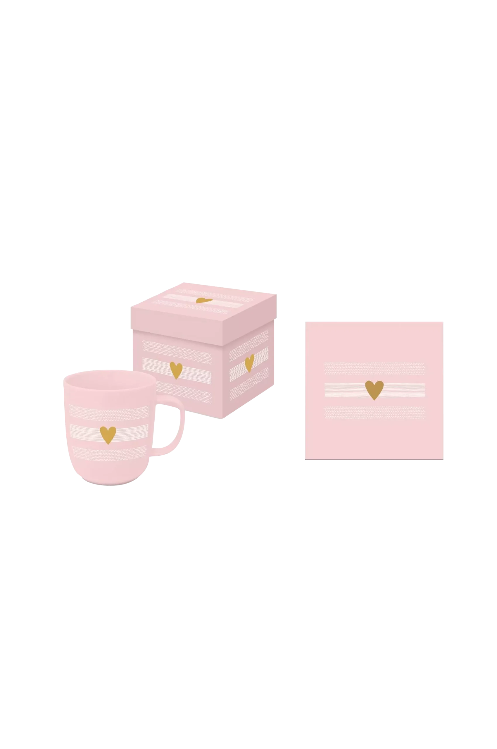 Gåvoset Mugg 35 cl + Servett Heart of Gold