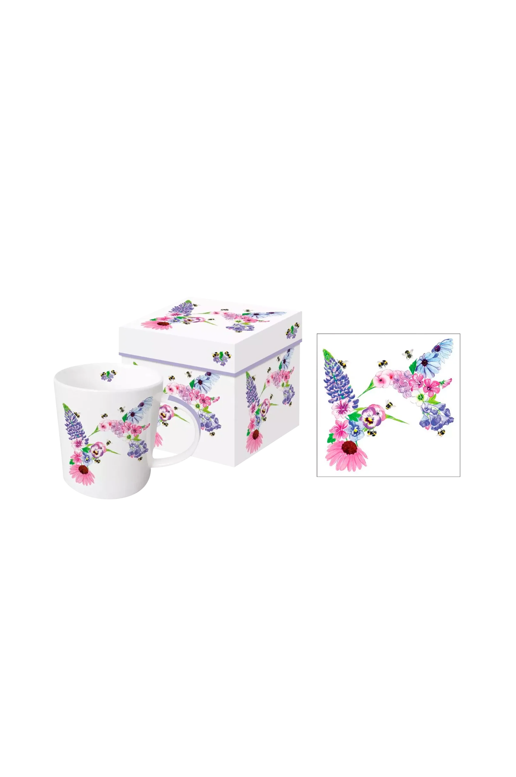 Gåvoset Mugg 35 cl + Servett Hummingbird Fleurette