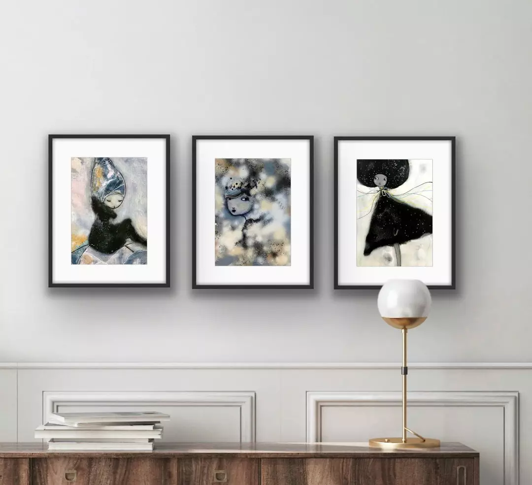Konstpaket sett om tre "Svartvit harmoni"