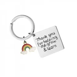 INF Silver Square Rainbow Nyckelring ZC0030