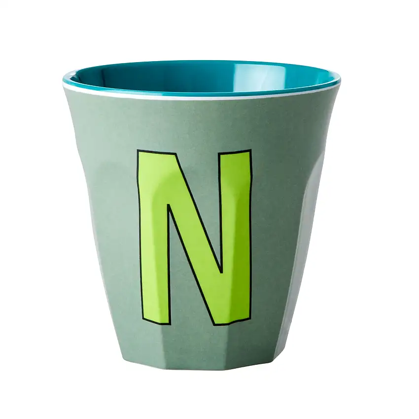 Melaminkopp RiceMedium Bokstav N 30 clBlå/Grön
