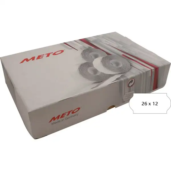 Meto Prisetiketter Perm, 26x12, vit, 36 rullar