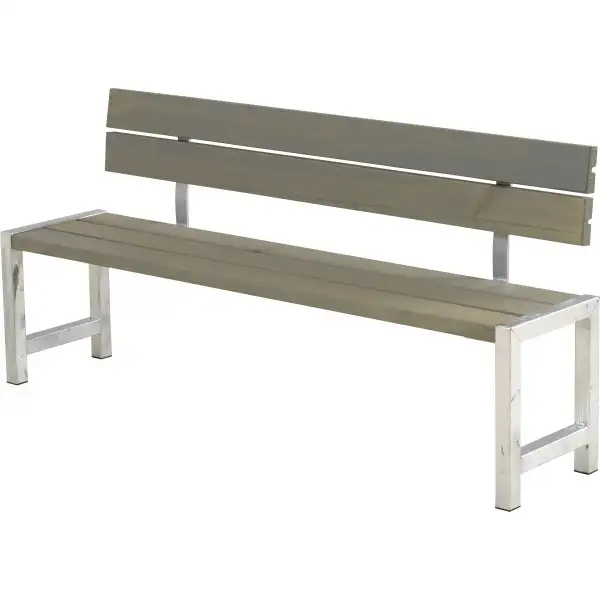 Plankbänk med ryggstöd Plus L176 cm Gråbrun