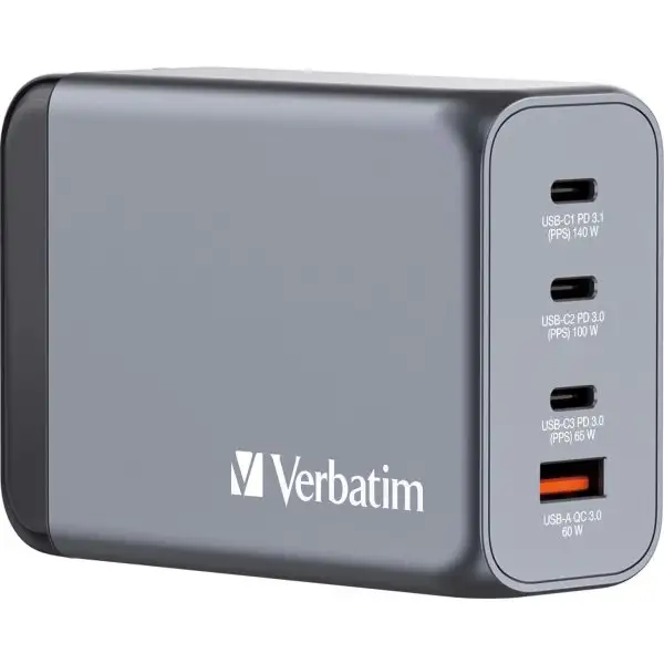 Verbatim GNC-240 GaN USB-A/USB-C-laddare | 240 W